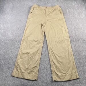 LL Bean Pants Womens 8 Brown Khaki Wide Leg Comfort Stretch‎ Chino Outdoors